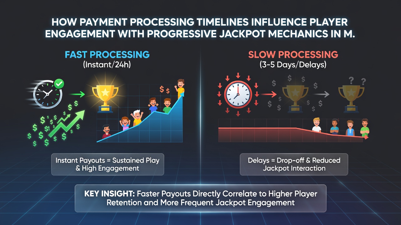 Chart comparing player engagement metrics across different payment processing speeds in mobile casino sessions