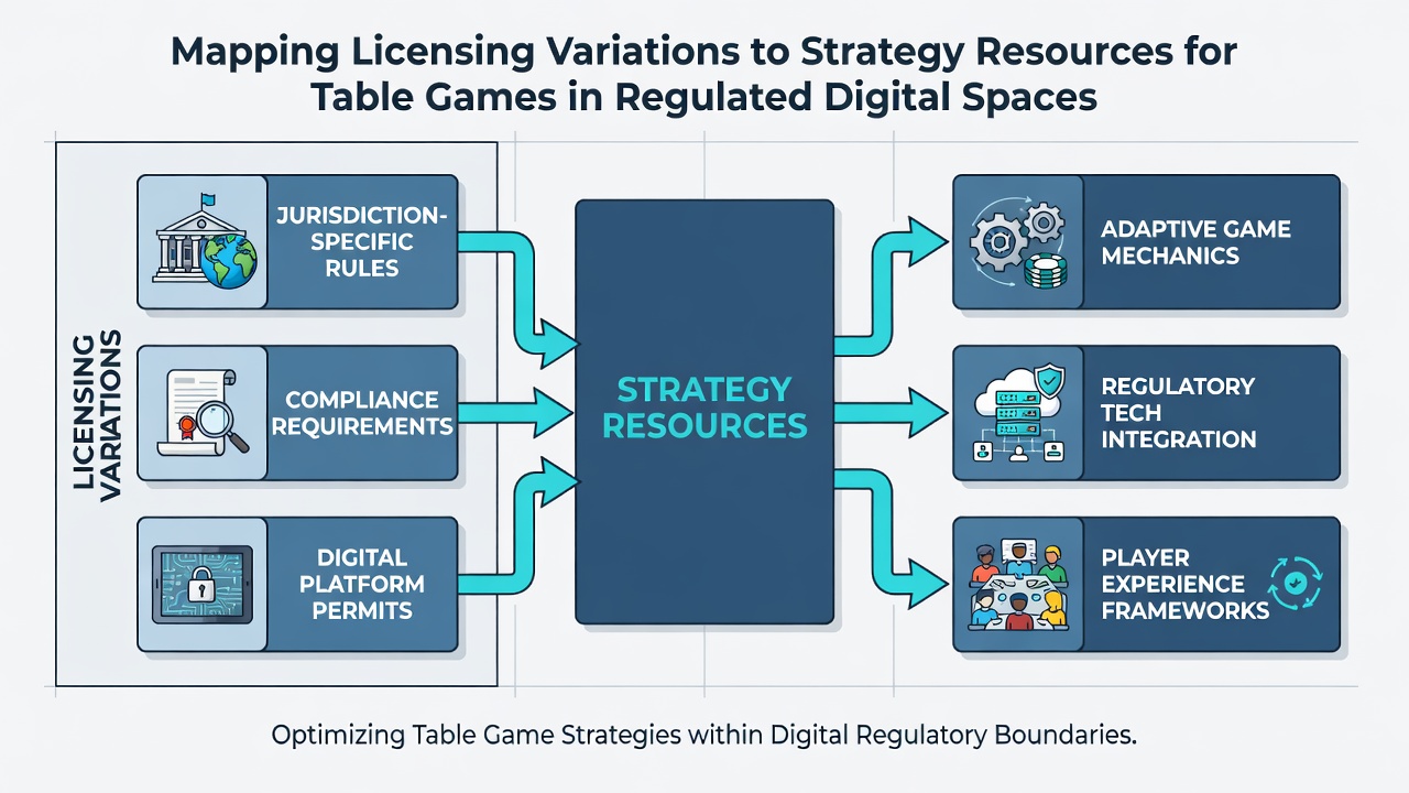 Strategic planning session with regulatory documents and digital analytics dashboards for table game operations